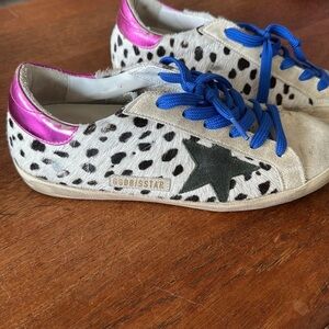 Golden Goose Spotted Sneakers with Pink and Blue